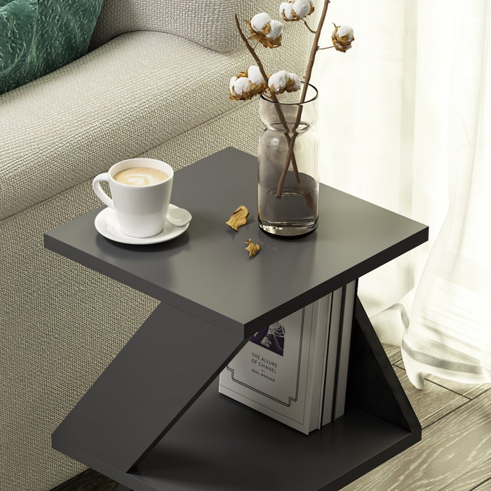 Hanah Home Mesa Auxiliar Antracita 30x50x30 cm Tablero Melamina Moderno Elegante